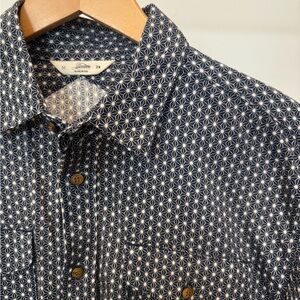 3sixteen Navy and White Patterned Button-Up Shirt